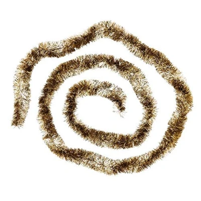 Afbeelding van Ideen mit Herz Lametta slinger Deluxe Duo Color Ø 4 cm 2 m lang dennenslinger decoratieve kerstslinger feestdecoratie (goud en zilver metallic)