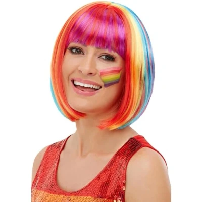 Afbeelding van Rainbow Bob Wig, Multi Coloured