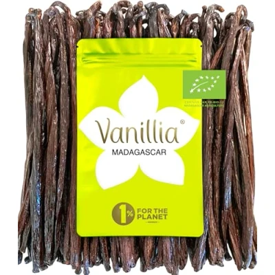 Afbeelding van Biologisch 15 Bourbon Vanillestokjes &quot;Grand Cru uit Madagaskar 2022&quot; Grote Vanillestokje 15/17cm Ritszak FreshZIP