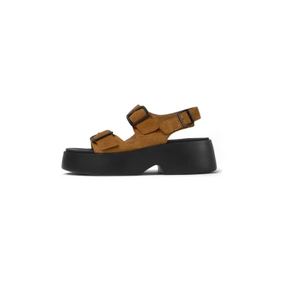 Afbeelding van Camper Sandalen met plateauzool, Dames, Maat: 37, Mittelbraun Leer