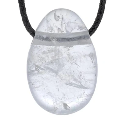 Afbeelding van Lebensquelle Plus Geboorde bergkristal waterdruppel hanger met leren armband, Halbedelstein, bergkristal, Steenkristal