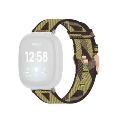 Afbeelding van Fitbit Versa 3 &amp; Sense 1 Canvas nylon bandje Geel