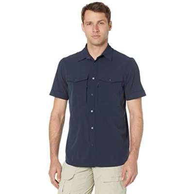 Afbeelding van Abisko Trekking SS Overhemd Heren Dark Navy 200 XXL Blauw Outdoor Shirt