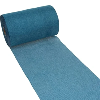 Afbeelding van Deko AS Shabby Chic linnenlook tafelloper polyester geurloos, 30 cm x 15 m, turquoise