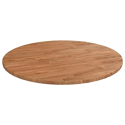 Afbeelding van Tafelblad rond Ø90x1,5 cm bewerkt massief eikenhout lichtbruin