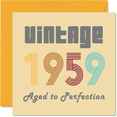 Afbeelding van 64e verjaardagskaarten voor mannen en vrouwen vintage 1959 verouderd tot perfectie 64 verjaardagskaart grappig haar hem, 145 mm x beste vriend mama papa opa oma
