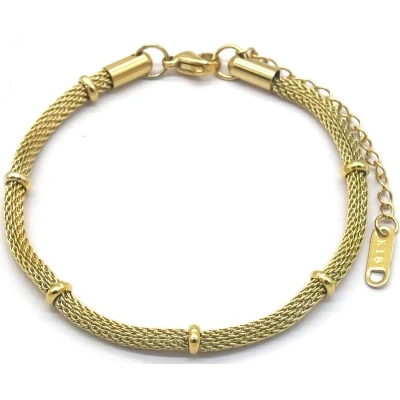 Afbeelding van Armband Dames RVS Lengte 17 21 cm Goudkleurig