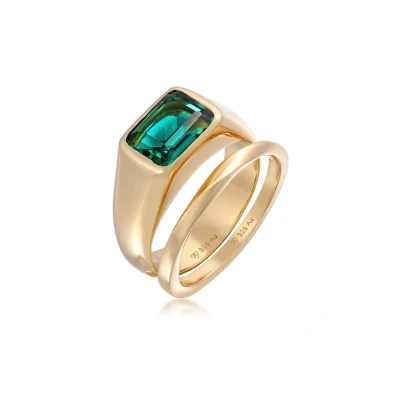 Afbeelding van Elli 2 PACK Statement LOOK Ring goldcoloured, Dames, Maat: 54, Gold coloured