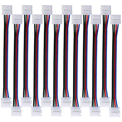 Afbeelding van QitinDasen 12 stuks professionele 4 polige led lichtstrips snelkoppeling, 10 mm niet waterdichte hoekverbinding, 5050 RGB soldeervrije connector