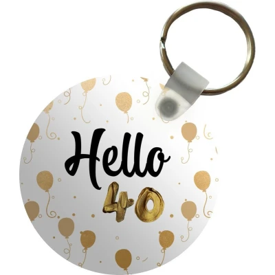 Afbeelding van Sleutelhanger Jubileum 40 jaar Quote Plastic Rond Uitdeelcadeautjes