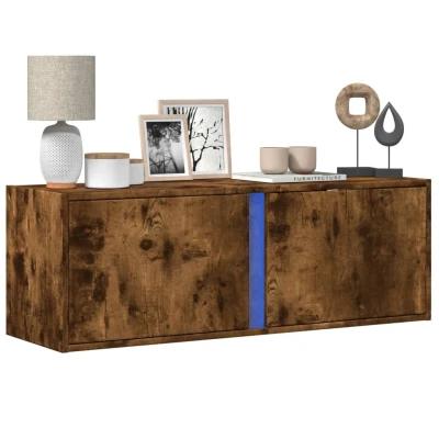 Afbeelding van vidaXL tv wandmeubel met LED verlichting 100x31x35 cm gerookt eiken, kast, wandkast, dressoir, opbergkast, kastje, wandmeubel,