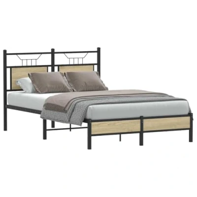 Afbeelding van Bedframe Led Massief Hout Wit 140X190 cm 120 x 190 / Sonoma eiken