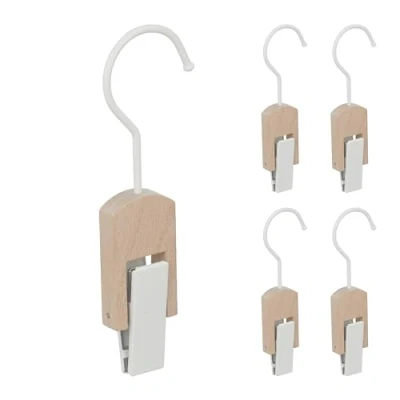 Afbeelding van Relaxdays laarzenknijpers set van 5 laarzenklemmen haken met klem modern wit
