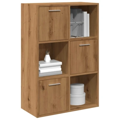 Afbeelding van Boekenrek 60,5x30x90 cm bewerkt hout artisanaal eikenkleurig