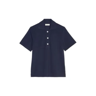 Afbeelding van Marc O&#039;Polo dames Polo van katoen in de kleur Donkerblauw, maat: S