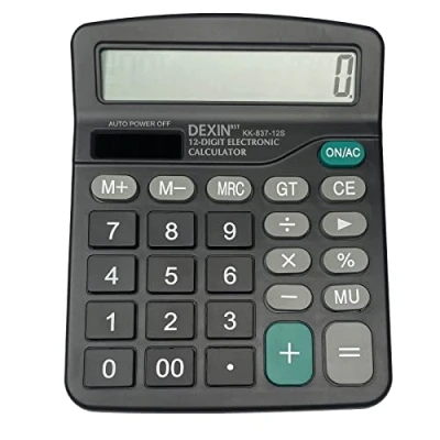 Afbeelding van Gvolatee Calculator, desktopcalculator met 12 digitale lcd display, mini calculator standaardfunctie, grote knoppen, voor kantoor, thuis en school, zwart