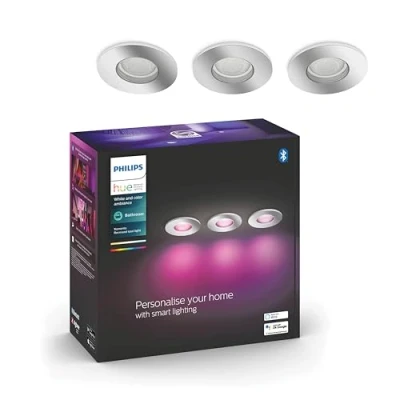 Afbeelding van Philips Hue Xamento badkamerinbouwspot wit en gekleurd 3 pack chroom rond
