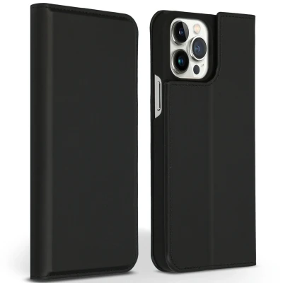 Afbeelding van Apple iPhone 13 Pro Max Hoesje Echt leder Accezz Bookcase Zwart Telefoonhoesje
