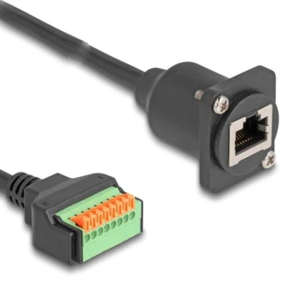 Afbeelding van Delock D Typ Kabel RJ45 Buchse zu Terminalblock mit Drucktaster Cat.5e