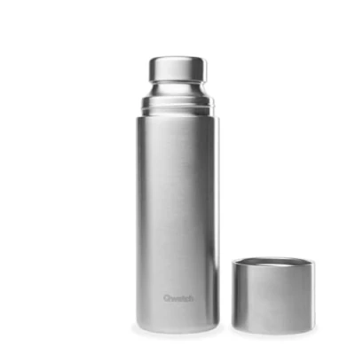 Afbeelding van Qwetch Thermoskan, roestvrij staal, 750 ml, thermoskan met gerecyclede roestvrijstalen beker, 24 uur koud en 12 warm, waterdicht, BPA vrij ideaal voor koffie thee