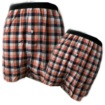 Afbeelding van Embrator 2 stuks mannen Boxershorts geweven katoen donkerblauw/oranje 3XL