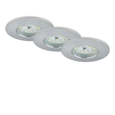 Afbeelding van Briloner Leuchten LED inbouwlampen set van 3 dimbaar, elk 6,5 W, 3.000 Kelvin IP44, aluminiumkleurig Ø7,5 cm