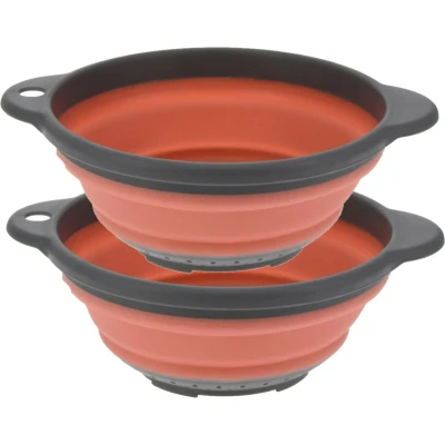 Afbeelding van Excellent Houseware opvouwbaar vergiet 2x oranje/grijs tpe 23 cm Vergieten