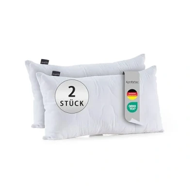Afbeelding van Komfortec Hoofdkussen 40x80 cm (2 stuks set), Hotelkwaliteit Slaapkussen, Slaapkamer, Wasbaar, Ergonomisch, Gewatteerd, met ritssluiting (Wit)