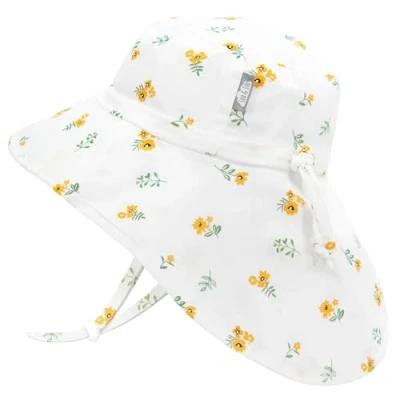 Afbeelding van Jan &amp; Jul Grow with Me Zonnehoed met grote rand, voor meisjes, Yellow Flower, 6 24 Maanden