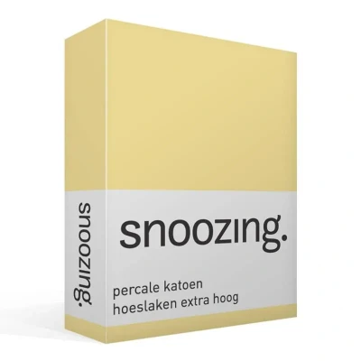 Afbeelding van Snoozing Hoeslaken Extra hoog Tweepersoons 140x220 cm Percale katoen Geel
