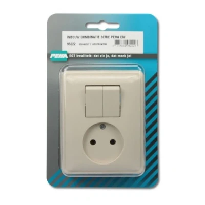 Afbeelding van Inbouw combinatie serie schakelaar crème