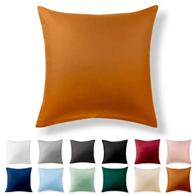 Afbeelding van Alreya 100% katoen renforcé kussensloop 80 x cm met YKK ritssluiting Hypoallergeen zonder chemische stoffen Kaneelbruin