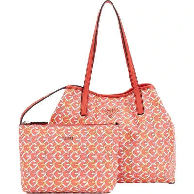 Afbeelding van GUESS Schoudertas Vikky II Tote Bag Coral Multi Logo Koraalrood