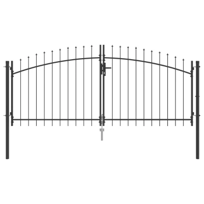 Afbeelding van vidaXL Tuinhek met Spits Top Dubbele Swing Grijs 125x300 cm Staal