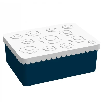Afbeelding van Brooddoos / Lunchbox Flower Wit/Navy Blafre