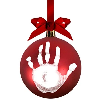 Afbeelding van Pearhead Babyprints DIY No Bake Handafdruk of Voetafdruk Vakantie Bal Ornament, Rood