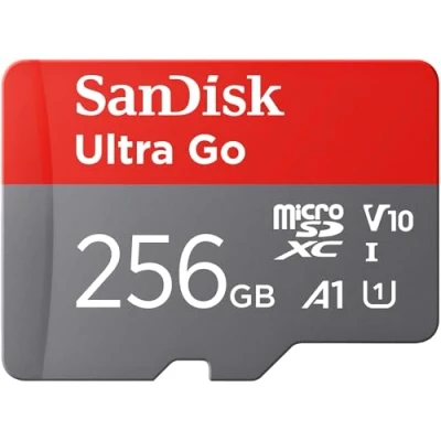 Afbeelding van SanDisk Ultra Go micro SDXC UHS I Kaart 256 GB + SD Adapter (Voor Android Smartphones en Tablets, Tot 140 MB/s, Leessnelheid) A1, Full HD Video, Class 10, U1, voor Amazon