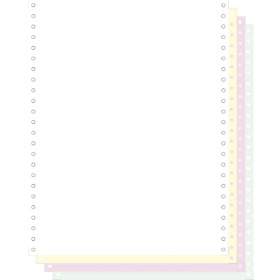 Afbeelding van 500 feuilles de listing autocopiantes blanc/jaune/rose/vert 240x12&quot; 4plis bandes caroll detachables