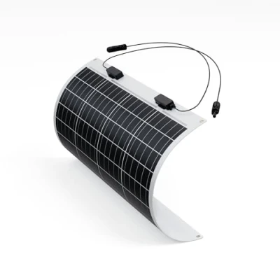 Afbeelding van Renogy Flexibel zonnepaneel, 50 watt, 12 volt, monokristallijn, semi flexibele, buigbare mono off grid oplader voor mariene campers, cabine, bestelwagen, auto, ongelijke oppervlakken, zwart