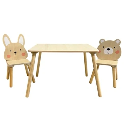 Afbeelding van Maxx Kidz Kindertafel met 2 Stoeltjes Speeltafel voor Kinderen Ideaal als Tekentafel Peuter Stoeltje Tafel Kindermeubels van Hout