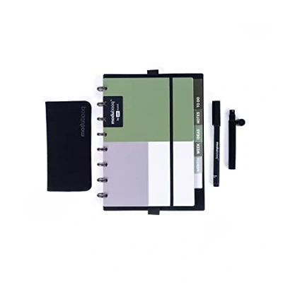 Afbeelding van modubooq organizer, sage Modulair Herschrijfbaar Smart notitieboek A5 Uitwisbaar met to do, notes, ideas, monthly &amp; weekly planner pagina&#039;s