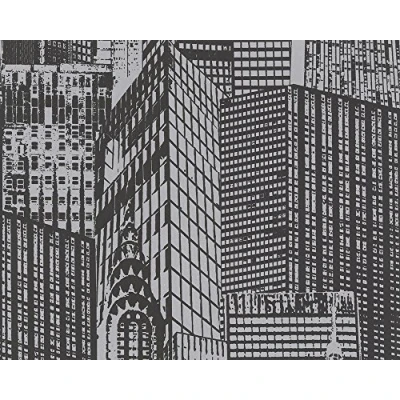 Afbeelding van Livingwalls zelfklevend paneel Pop.up Panel 3D Skyline licht in het donker 2,50 m x 0,52 zwart zilverkleurig Made Germany 955671 95567 1