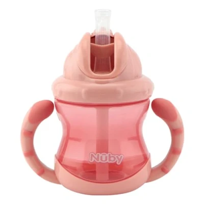 Afbeelding van Nuby Flip It antilekbeker met handvatten 2 pack Roze 240ml 12m+