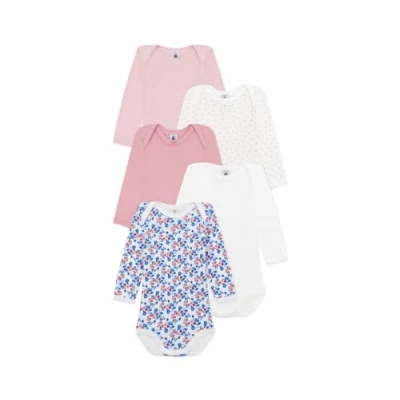 Afbeelding van Petit Bateau BÉBÉ Semainier 5 PACK Body voor kinderen, Maat: 60, Charme/marshmallow/multicolor/papaye