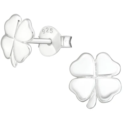 Afbeelding van JoyS Zilveren klaver oorbellen klavertje vier 8 mm oorknoppen sterling zilver 925