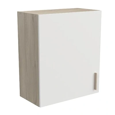 Afbeelding van Keukenbovenkast, modulair, 1 deur, complete keuken &quot;ORIGAN&quot;, kleur: mat wit en eiken, 60 x 30 70 cm