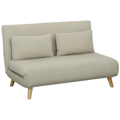 Afbeelding van HOMCOM Schlafsofa Sofa mit Schlaffunktion 130 X 78 cm Couch Lendenkissen, Samtoptik, Verstellbarer Rückenlehne für Wohnzimmer, Schlafzimmer, Beige
