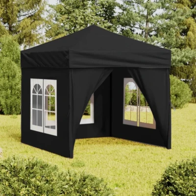 Afbeelding van Partytent inklapbaar met zijwanden 2x2 m zwart