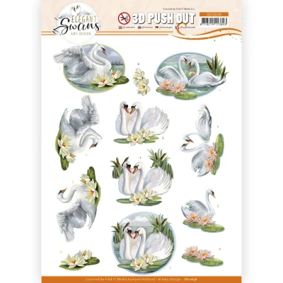 Afbeelding van 3D Push Out Amy Design Elegant Swans Love