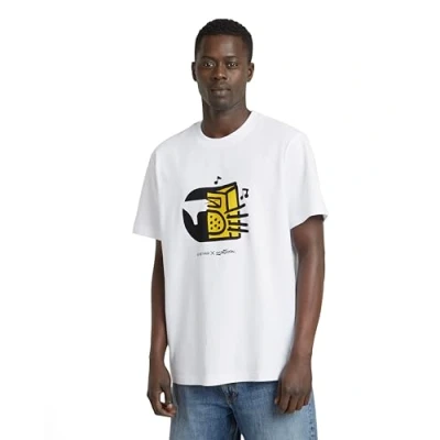 Afbeelding van G Star Boombox Cartoon Loose Tshirt print, Maat: Medium, White